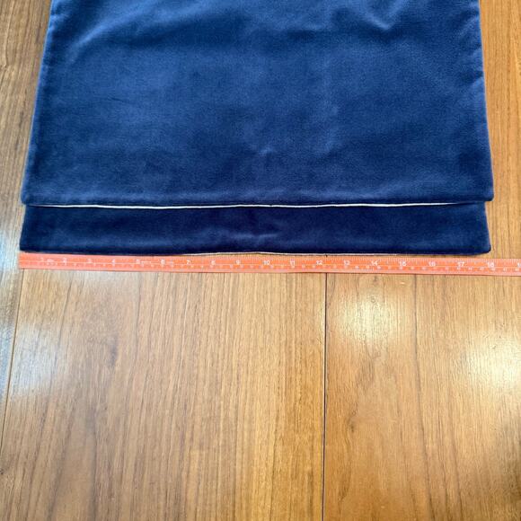 Pottery Barn Blue Velvet Pillow Cover Zip 18” Square Cotton Linen Solid NWOT - Picture 10 of 10